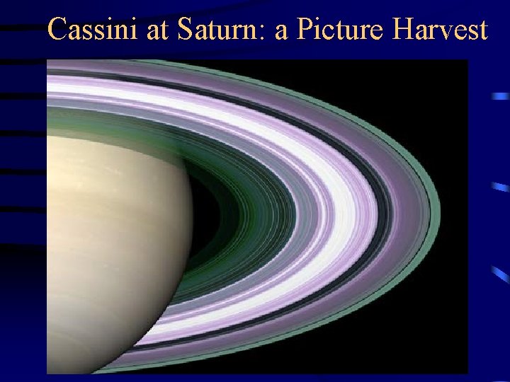 Cassini at Saturn: a Picture Harvest 