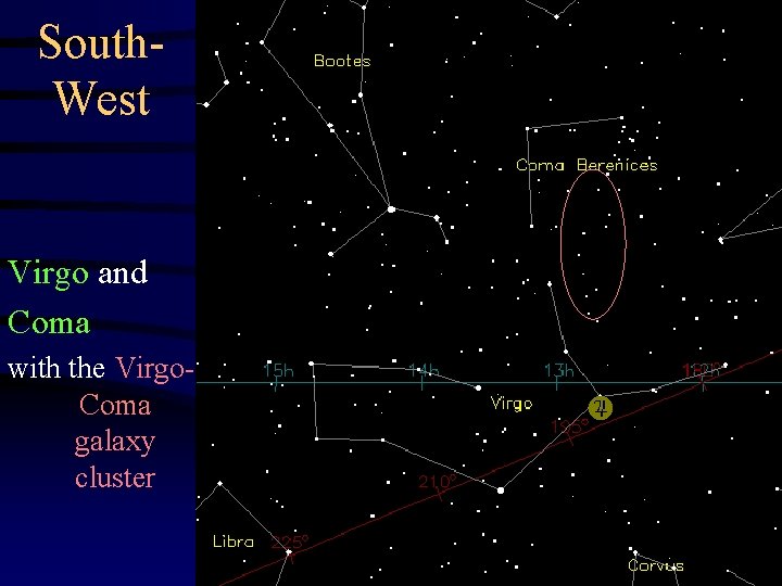 South. West Virgo and Coma with the Virgo. Coma galaxy cluster 