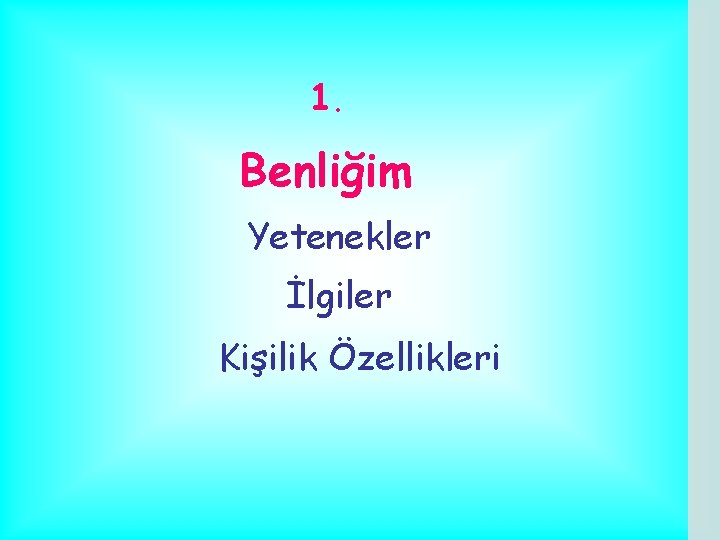 1. Benliğim Yetenekler İlgiler Kişilik Özellikleri 