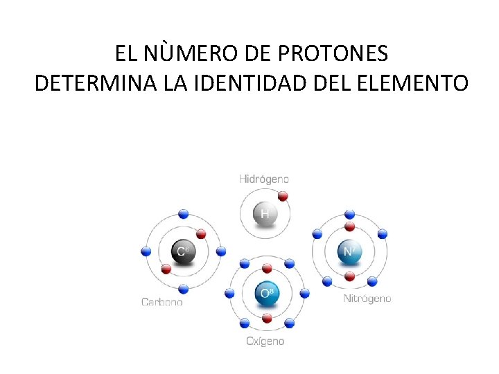 EL NÙMERO DE PROTONES DETERMINA LA IDENTIDAD DEL ELEMENTO 
