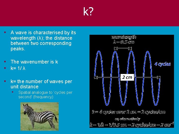 k? • A wave is characterised by its wavelength (λ); the distance between two