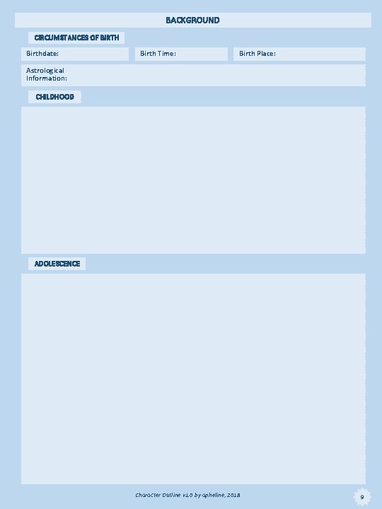 BACKGROUND CIRCUMSTANCES OF BIRTH Birthdate: Birth Time: Birth Place: Astrological Information: CHILDHOOD ADOLESCENCE Character