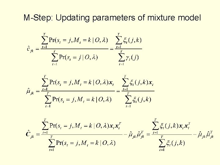 M-Step: Updating parameters of mixture model 