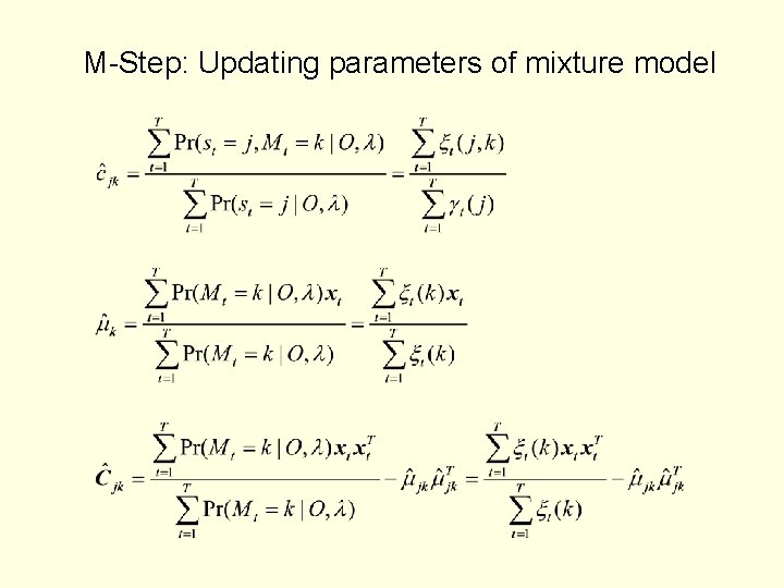 M-Step: Updating parameters of mixture model 