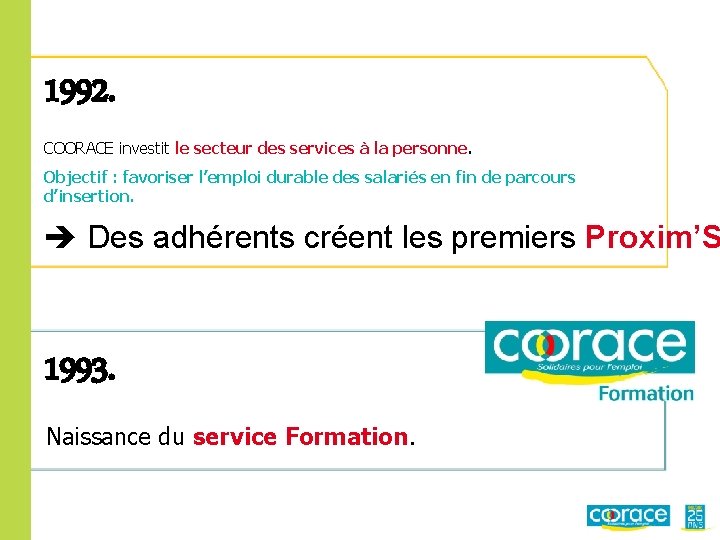 1992. COORACE investit le secteur des services à la personne. Objectif : favoriser l’emploi