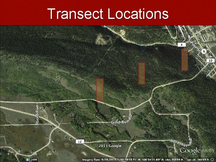 Transect Locations • Small mammal: 27 • Ungulate: 4 • Carnivore: 4 • Large