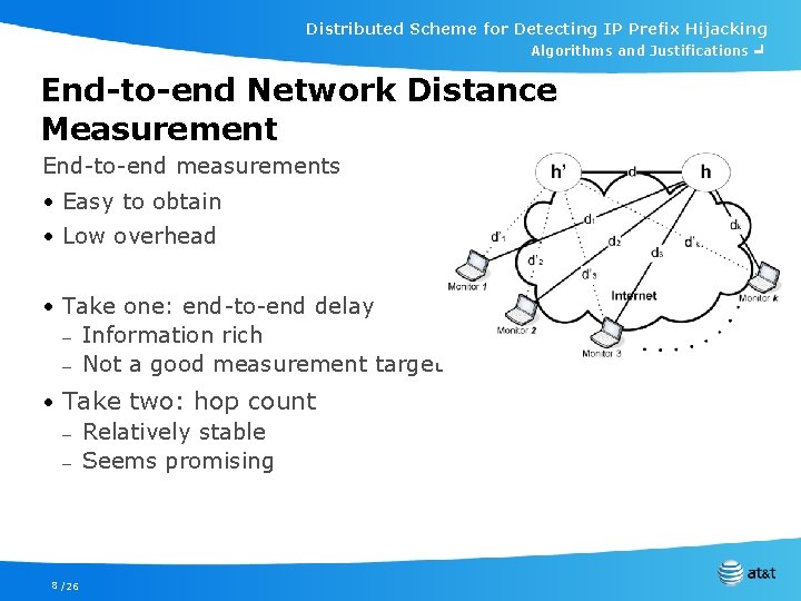 Distributed Scheme for Detecting IP Prefix Hijacking Algorithms and Justifications ╛ End-to-end Network Distance