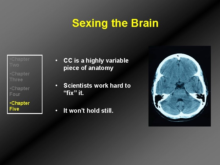 Sexing the Brain • Chapter Two • Chapter Three • CC is a highly