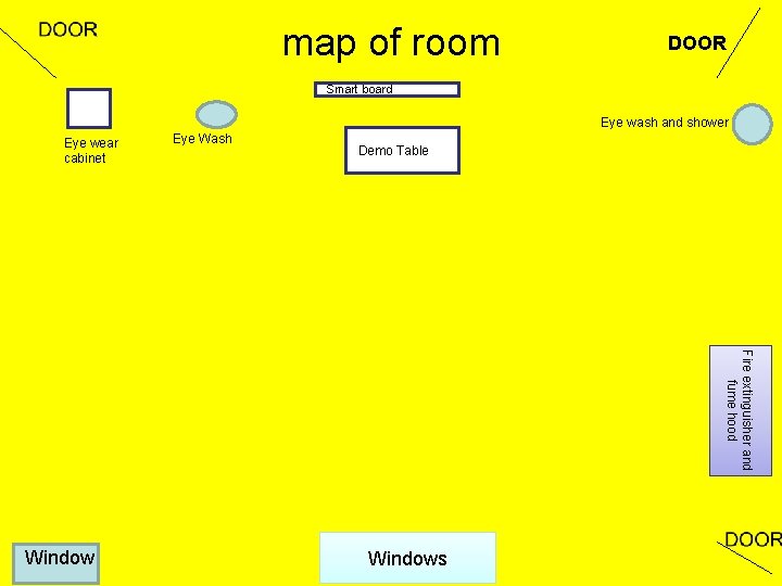 map of room DOOR Smart board Eye wash and shower Eye wear cabinet Eye