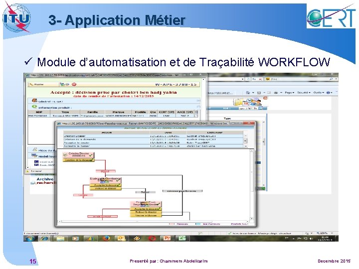 3 - Application Métier ü Module d’automatisation et de Traçabilité WORKFLOW 15 Presenté par: