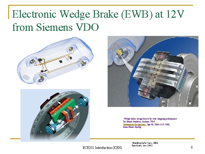 Electronic Wedge Brake (EWB) at 12 V from Siemens VDO • Wedge brake design