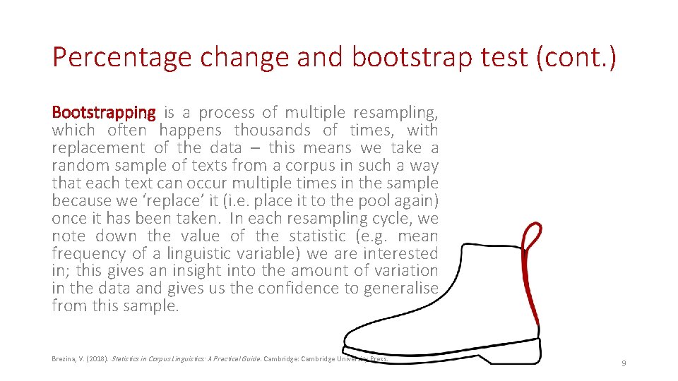 Percentage change and bootstrap test (cont. ) Bootstrapping is a process of multiple resampling,