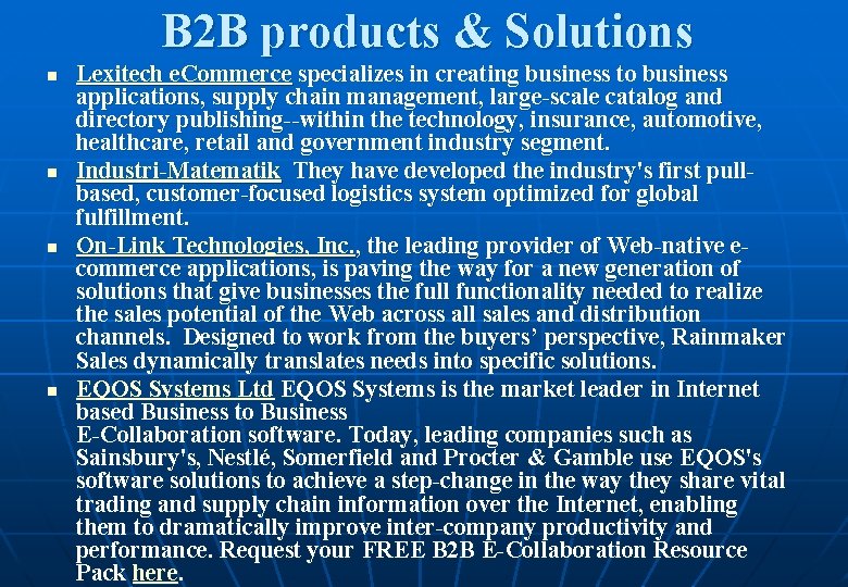 B 2 B products & Solutions n n Lexitech e. Commerce specializes in creating