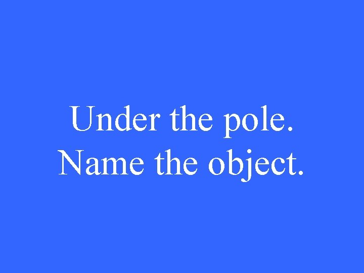 Under the pole. Name the object. 