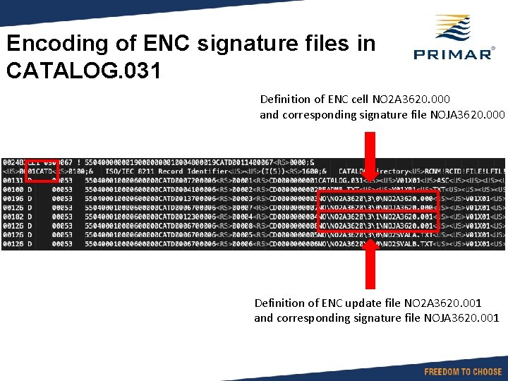 Encoding of ENC signature files in CATALOG. 031 Definition of ENC cell NO 2