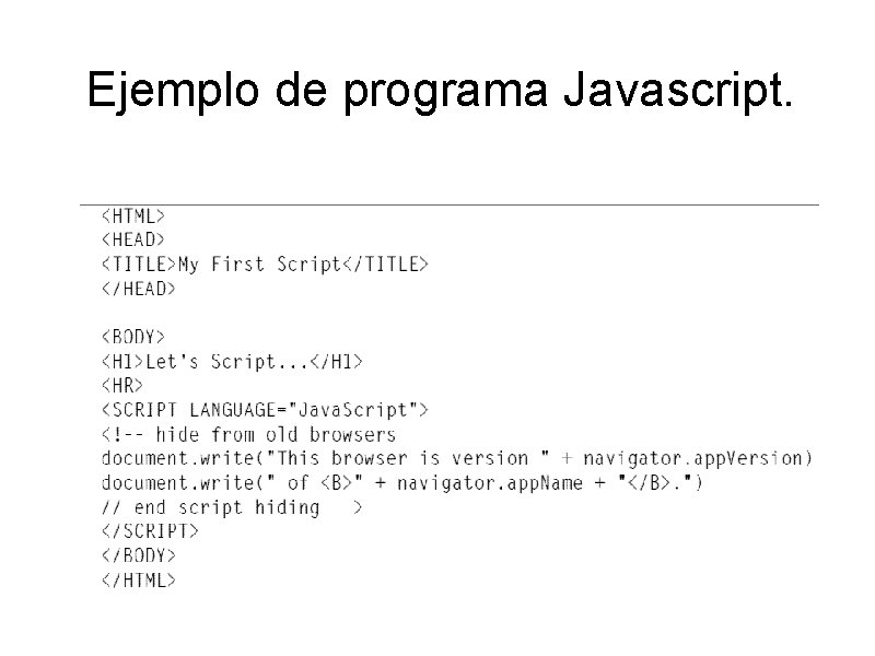 Ejemplo de programa Javascript. 