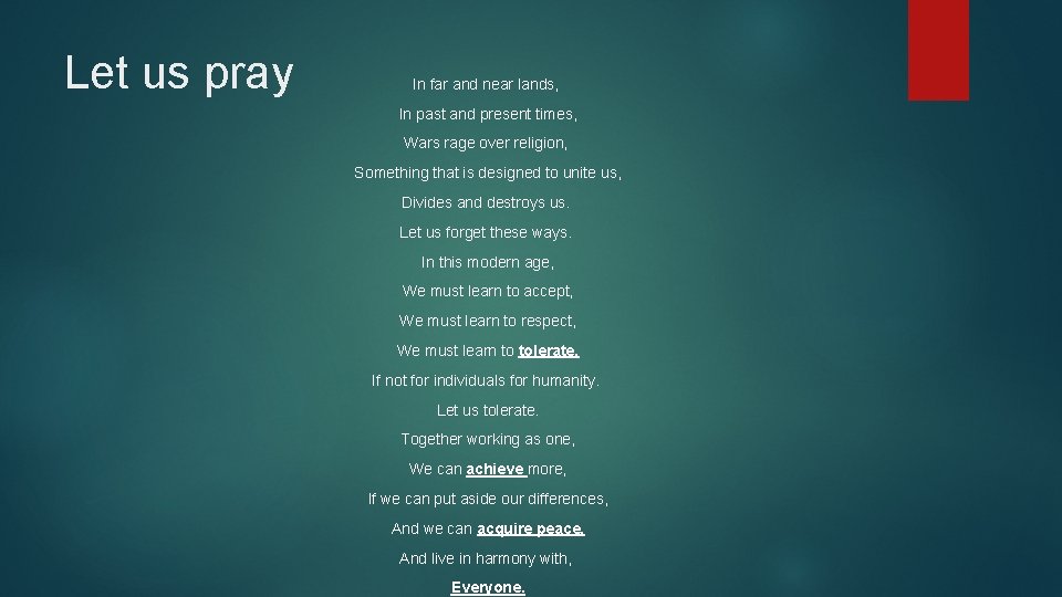 Let us pray In far and near lands, In past and present times, Wars