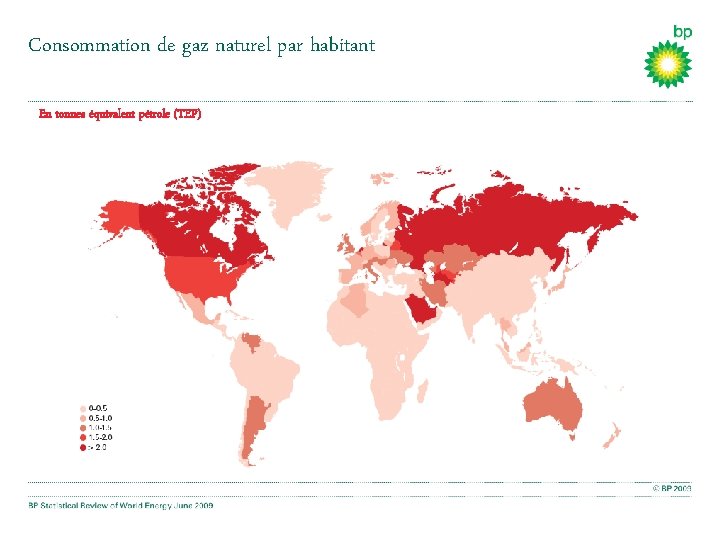 Consommation de gaz naturel par habitant En tonnes équivalent pétrole (TEP) 