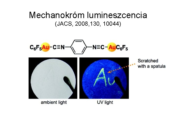 Mechanokróm lumineszcencia (JACS, 2008, 130, 10044) 
