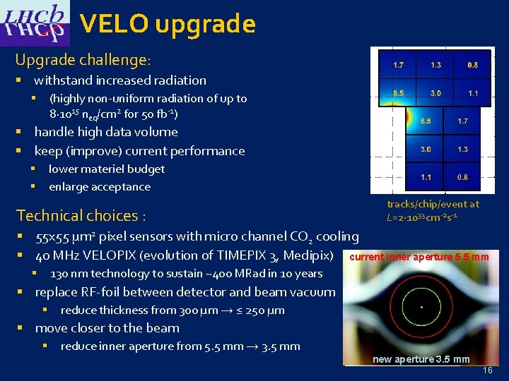 VELO upgrade Upgrade challenge: § withstand increased radiation (highly non-uniform radiation of up to