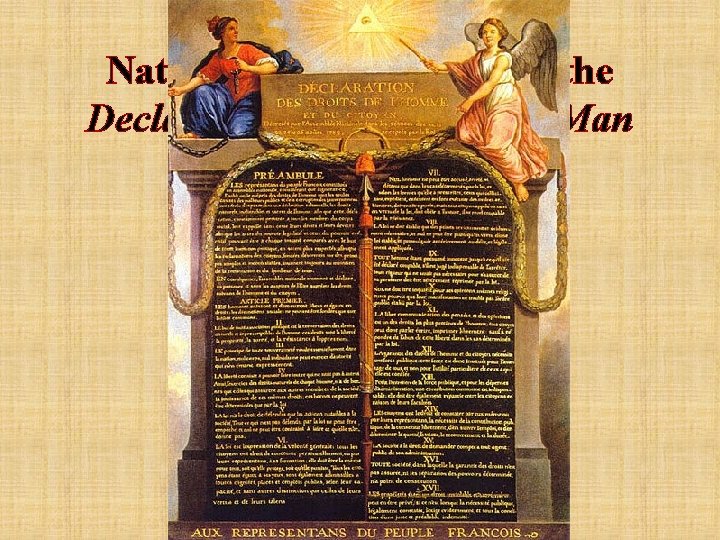 Aug. 1789 National Assembly adopts the Declaration of the Rights of Man 