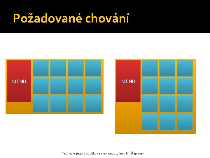 Požadované chování MENU Technologie pro publikování na webu 1, Ing. Jiří Štěpánek 