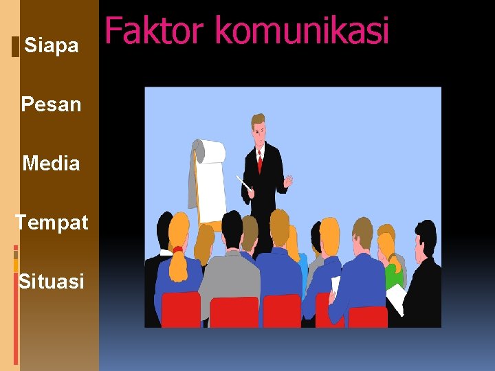 Siapa Pesan Media Tempat Situasi Faktor komunikasi Siapa Pesan Media Tempat Situasi Faktor komunikasi