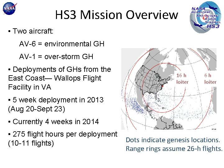HS 3 Mission Overview • Two aircraft: AV-6 = environmental GH AV-1 = over-storm