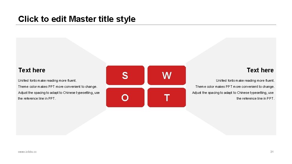 Click to edit Master title style Text here Unified fonts make reading more fluent.