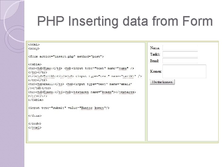 PHP Inserting data from Form PHP Inserting data from Form