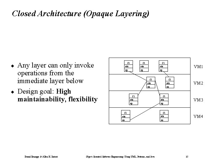 Closed Architecture (Opaque Layering) ¨ ¨ Any layer can only invoke operations from the