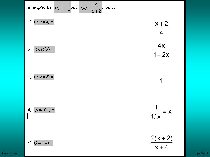 Pre-Calculus 9/5/2006 