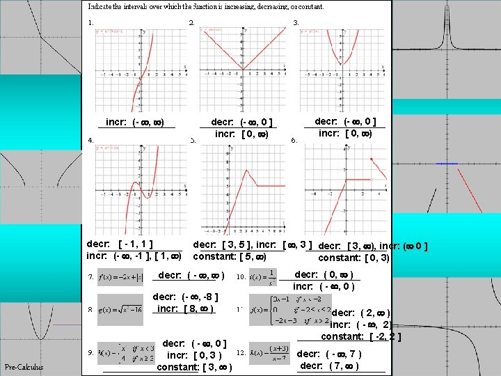 incr: (- , ) decr: [ - 1, 1 ] incr: (- , -1