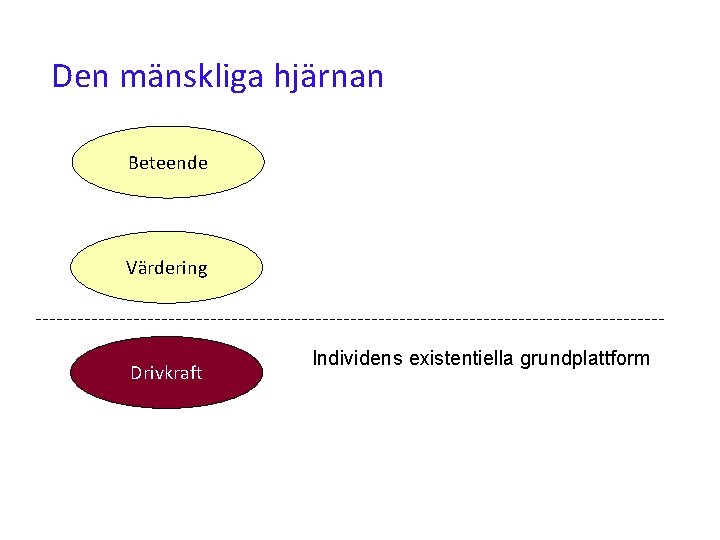 Den mänskliga hjärnan Beteende Värdering Drivkraft Individens existentiella grundplattform 