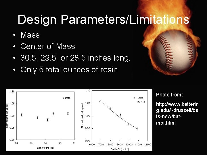 Design Parameters/Limitations • • Mass Center of Mass 30. 5, 29. 5, or 28.