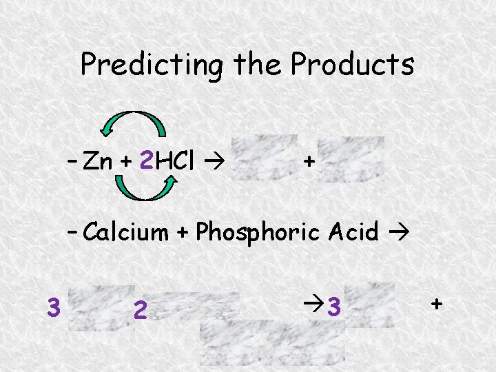 Predicting the Products – Zn + 2 HCl Zn. Cl 2 + H 2