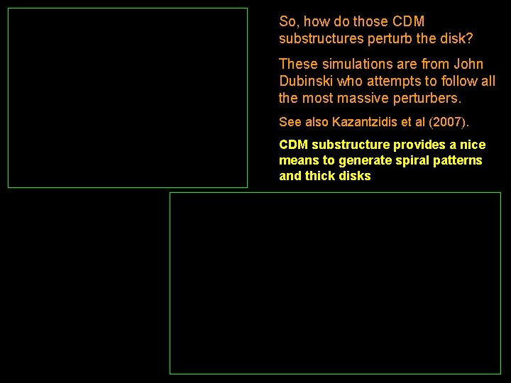 So, how do those CDM substructures perturb the disk? These simulations are from John