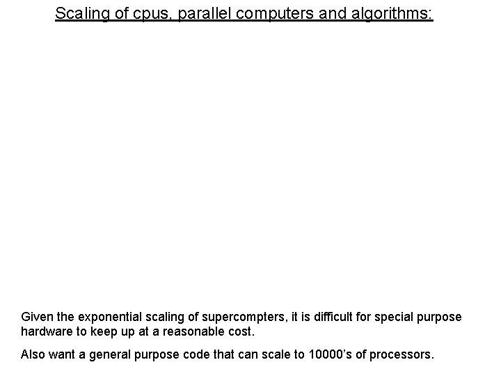 Scaling of cpus, parallel computers and algorithms: Given the exponential scaling of supercompters, it