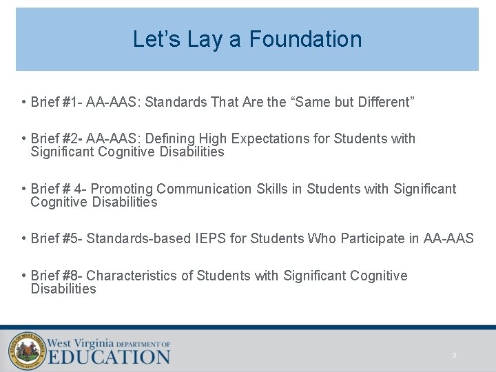 Let’s Lay a Foundation • Brief #1 - AA-AAS: Standards That Are the “Same