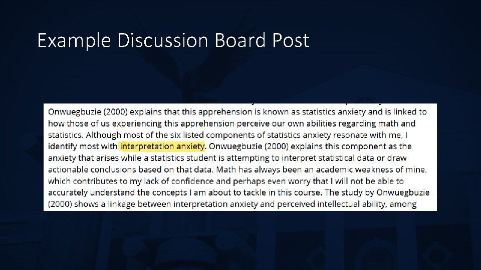 Example Discussion Board Post 
