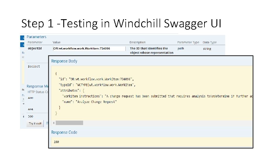 Step 1 -Testing in Windchill Swagger UI 