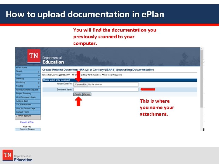 How to upload documentation in e. Plan You will find the documentation you previously
