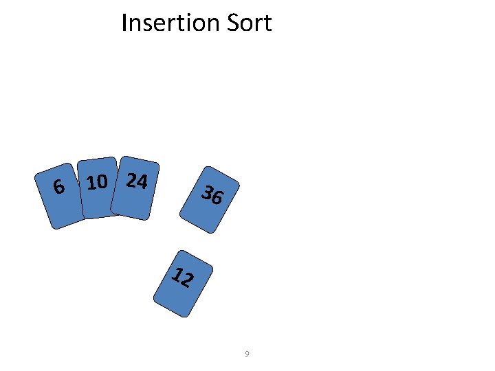 Insertion Sort 6 10 24 36 12 9 
