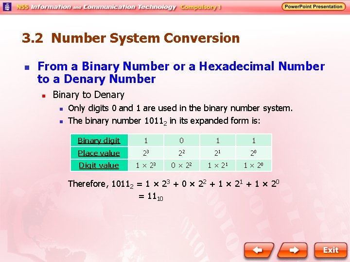 3. 2 Number System Conversion n From a Binary Number or a Hexadecimal Number