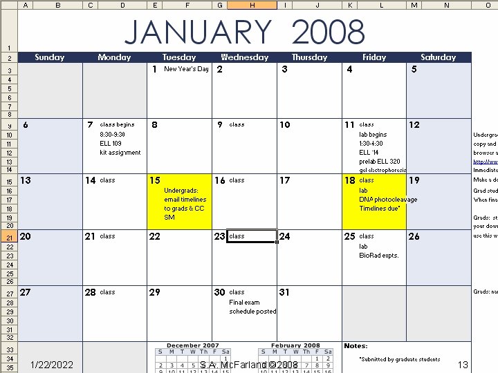 Advanced Topics in Biochemistry blah 1/22/2022 S. A. Mc. Farland © 2008 13 