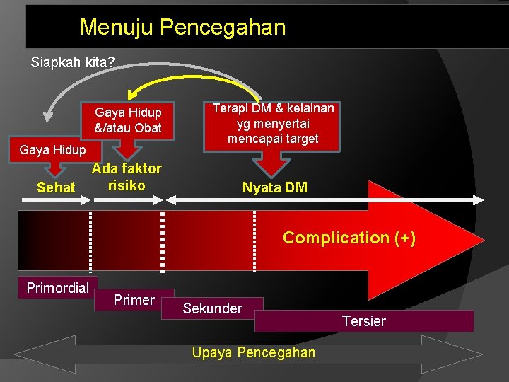 Menuju Pencegahan Siapkah kita? Gaya Hidup &/atau Obat Gaya Hidup Sehat Terapi DM &