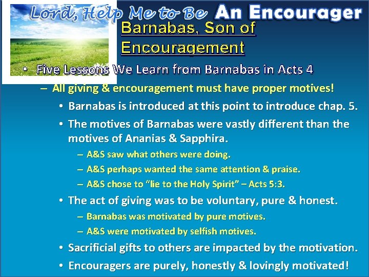 Barnabas, Son of Encouragement • Five Lessons We Learn from Barnabas in Acts 4