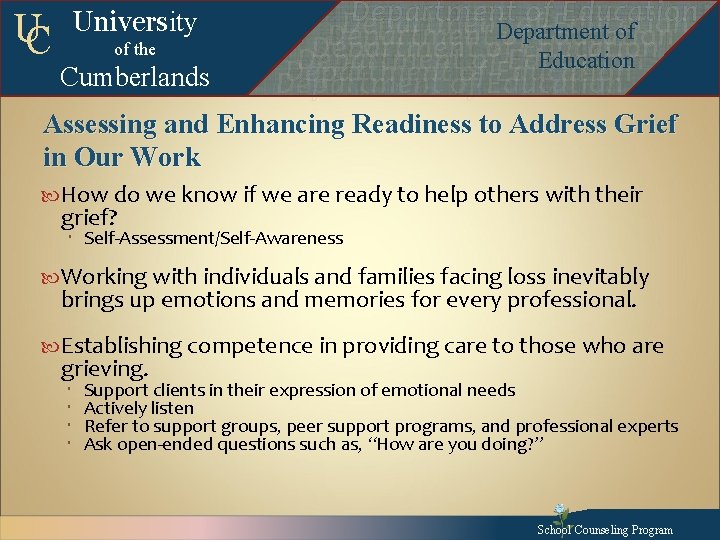 UC University of the Cumberlands Departmentof of. Education Department of Education Departmentofof. Education Departmentof