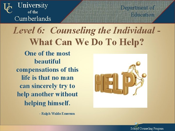 UC University of the Cumberlands Departmentof of. Education Department of Education Departmentofof. Education Departmentof