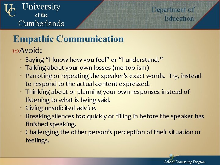 UC University of the Cumberlands Departmentof of. Education Department of Education Departmentofof. Education Departmentof